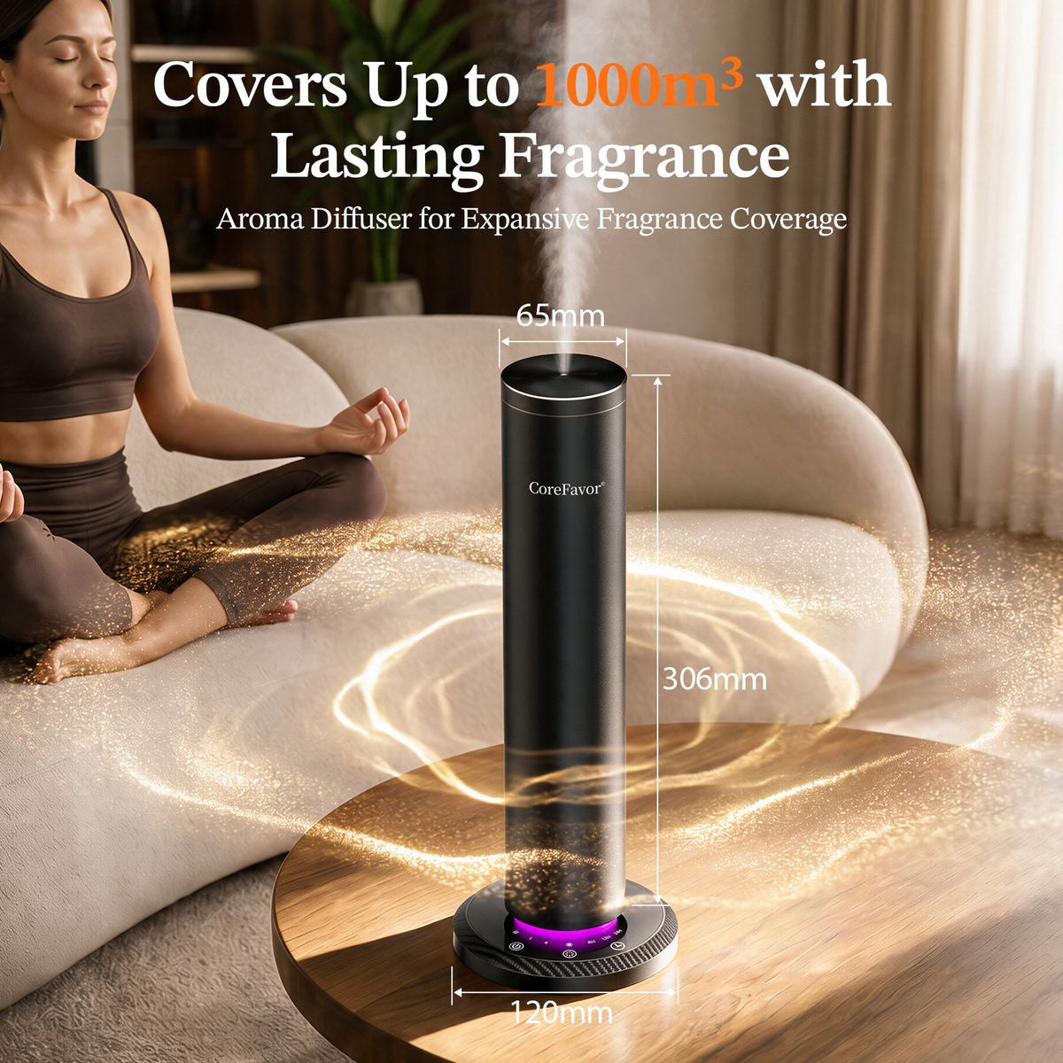 CoreFavor Smart Waterless Aroma Diffuser for Home with 6x70ml Oil