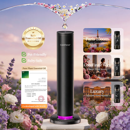 CoreFavor Smart Waterless Aroma Diffuser for Home with 6x70ml Oil