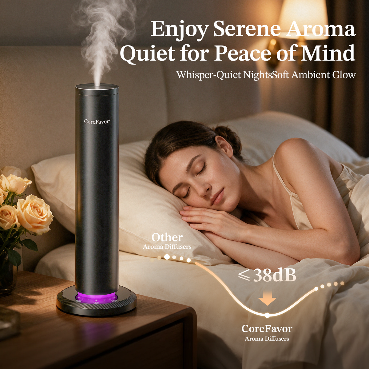 CoreFavor Smart Waterless Aroma Diffuser for Home with 6x70ml Oil