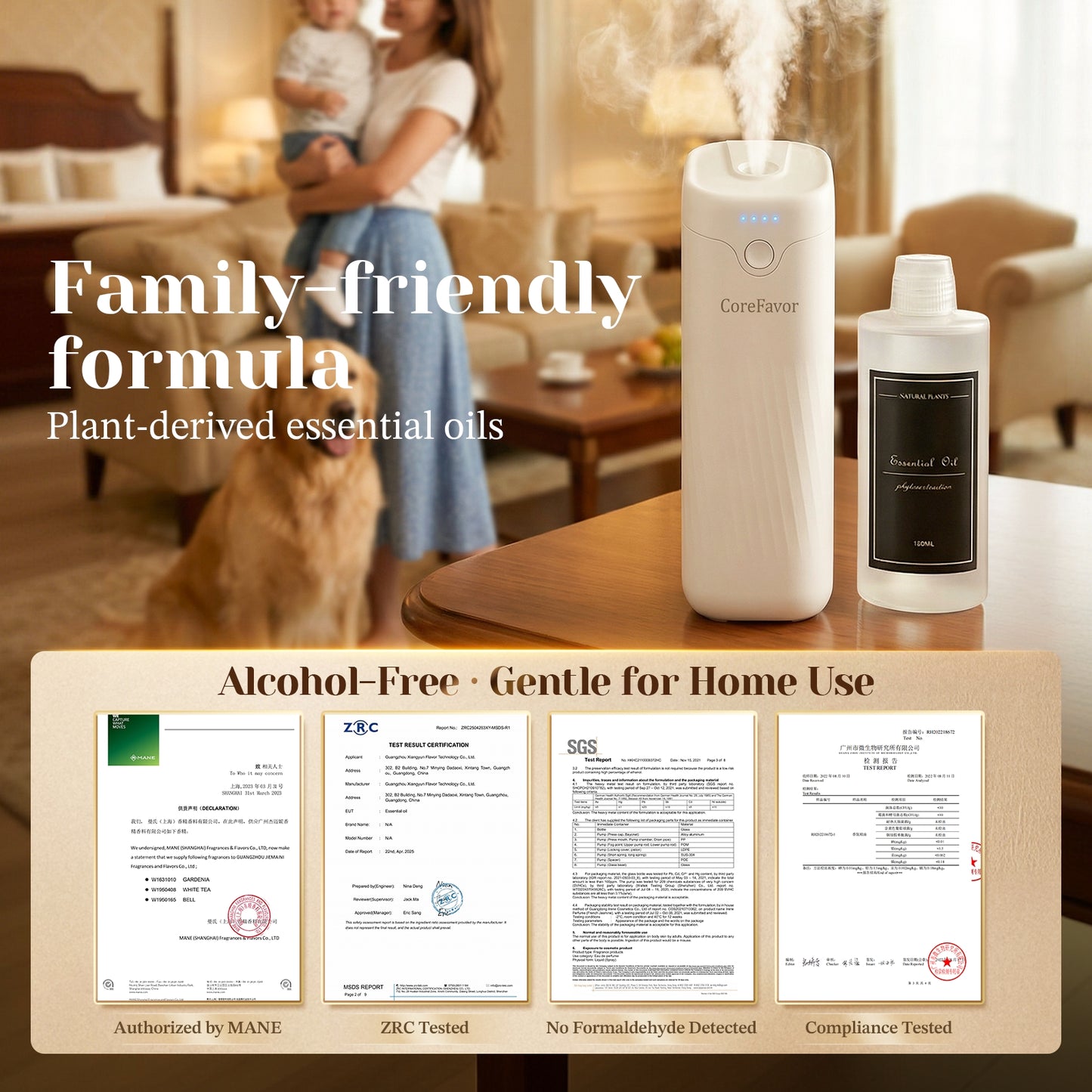 CoreFavor Waterless Essential Oil Diffuser (M60) with 120ml Oil (Luxury)