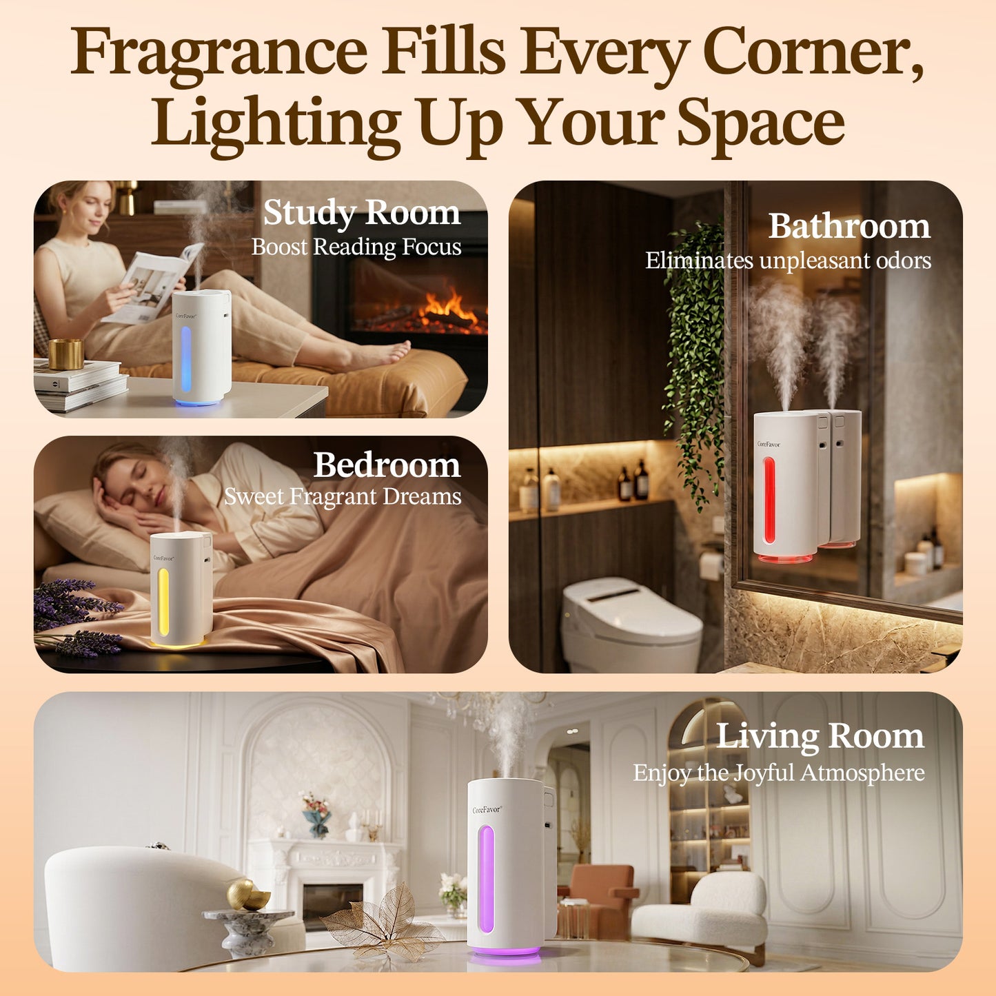 CoreFavor Waterless Essential Oil Diffuser (H2) with 120ml Oil (Paris Bloom)