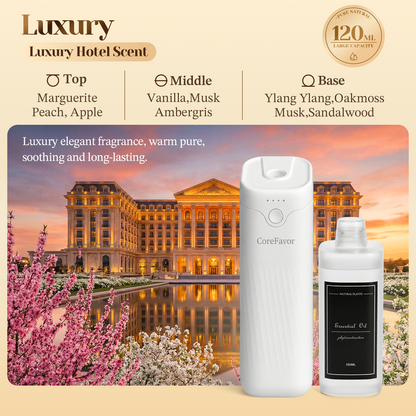 CoreFavor Waterless Essential Oil Diffuser (M60) with 120ml Oil (Luxury)
