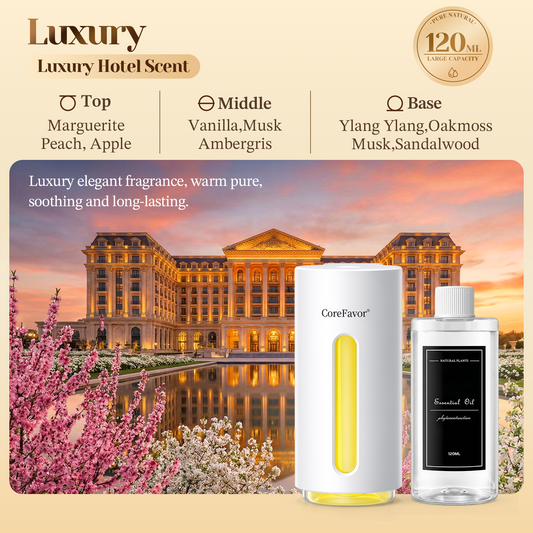 CoreFavor Waterless Essential Oil Diffuser (H2) with 120ml Oil (Luxury)