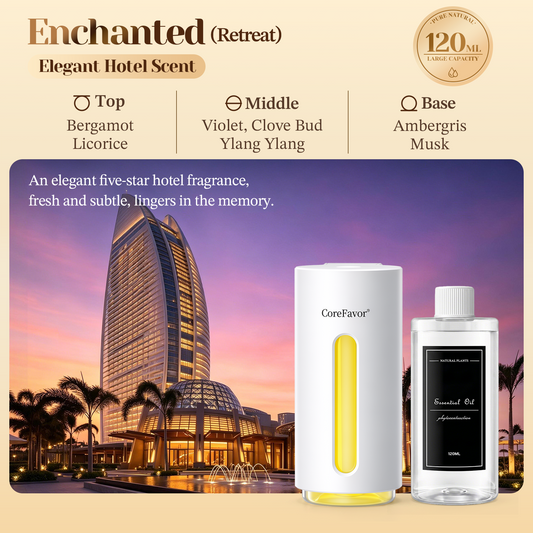 CoreFavor Waterless Essential Oil Diffuser (H2) with 120ml Oil (Enchanted)