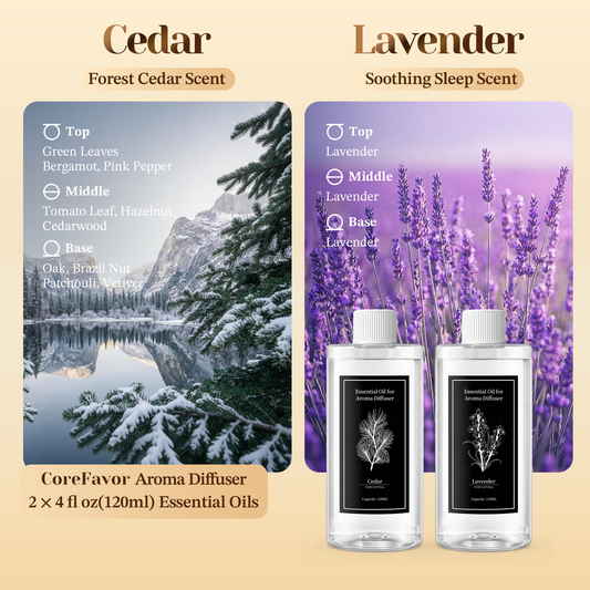CoreFavor 2x120ml Essential Oil for Diffuser H2 (Cedar+Lavender)